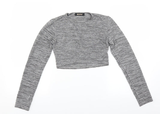 Womens UK Size S Misspap Grey Cropped T-Shirt