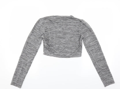 Womens UK Size S Misspap Grey Cropped T-Shirt