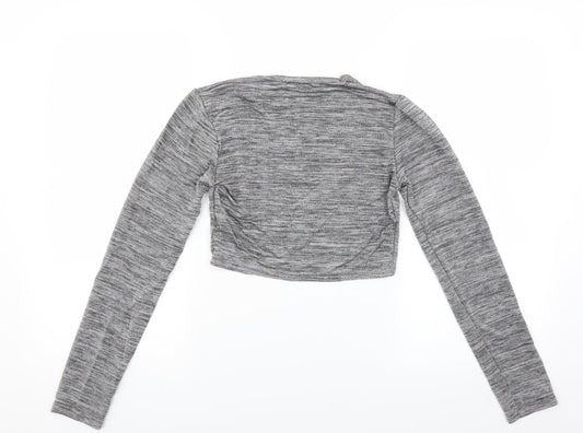 Womens UK Size S Misspap Grey Cropped T-Shirt