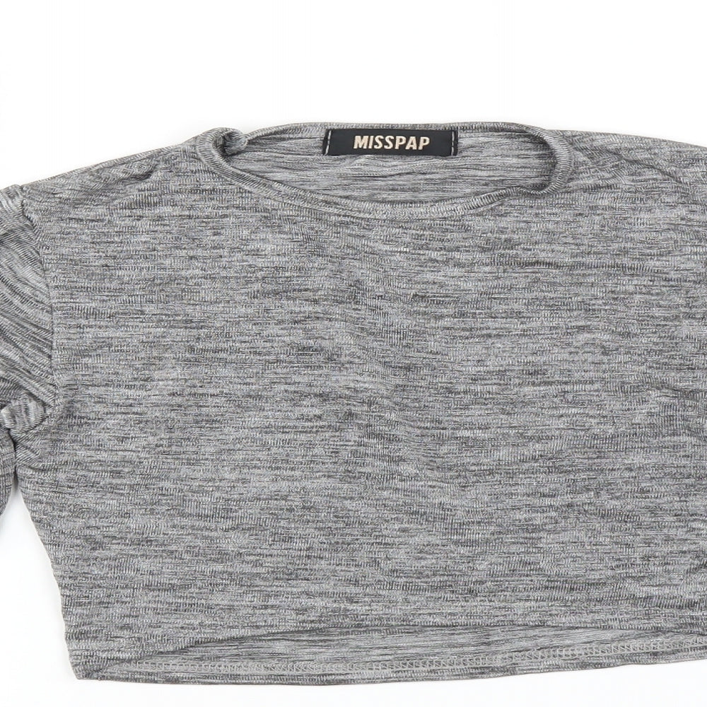 Womens UK Size S Misspap Grey Cropped T-Shirt