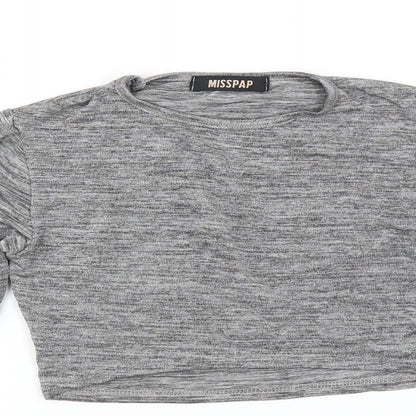 Womens UK Size S Misspap Grey Cropped T-Shirt