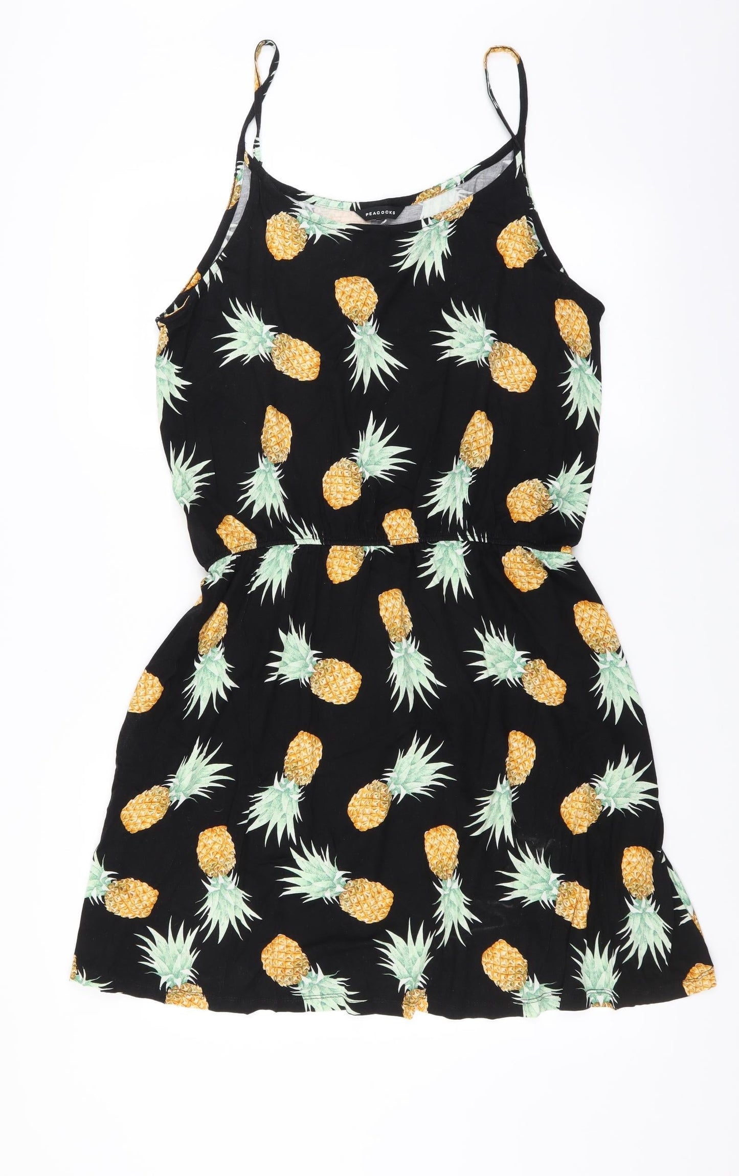 Peacocks Womens Black   Fit & Flare    - pinapple print