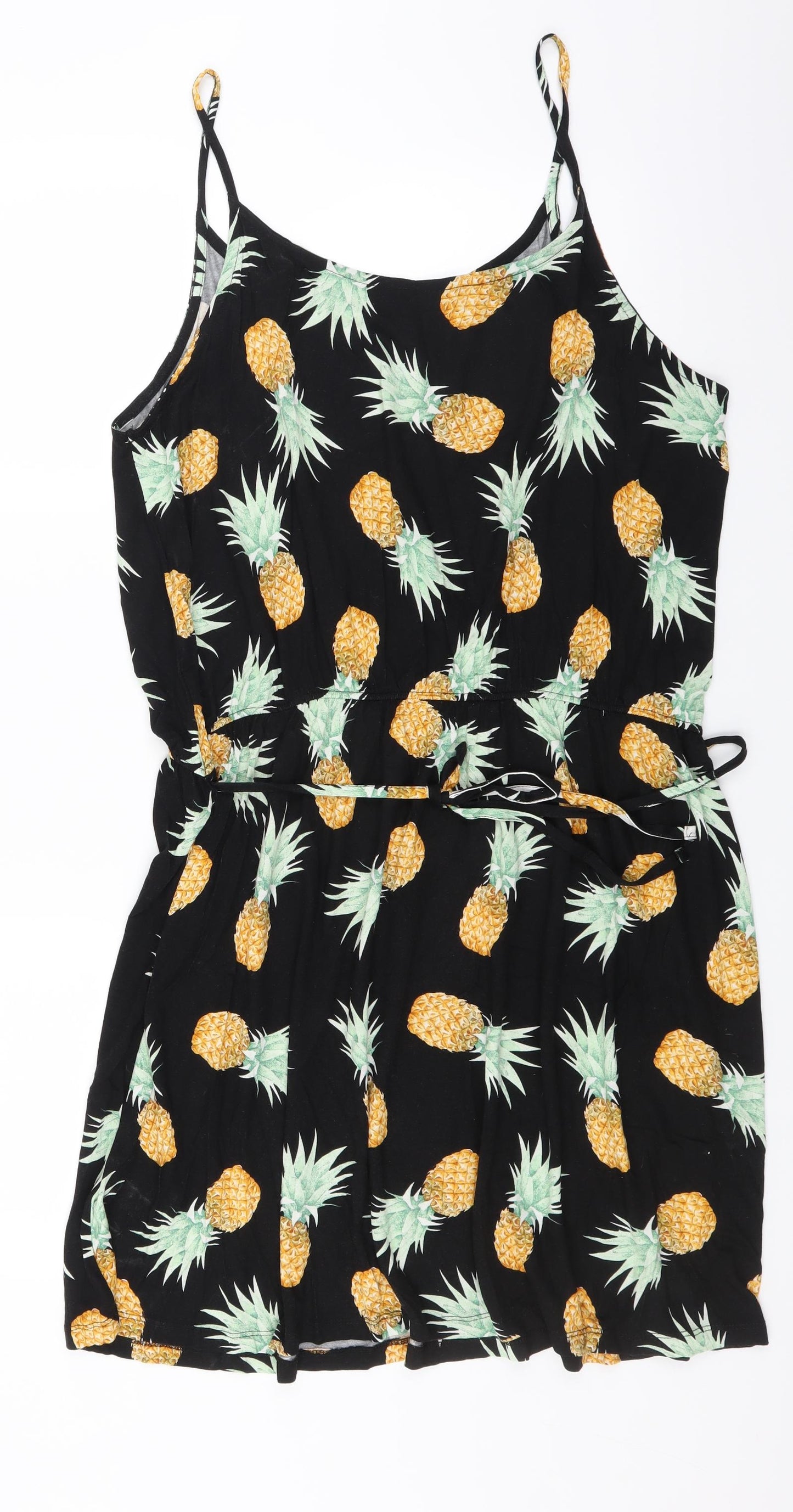 Peacocks Womens Black   Fit & Flare    - pinapple print