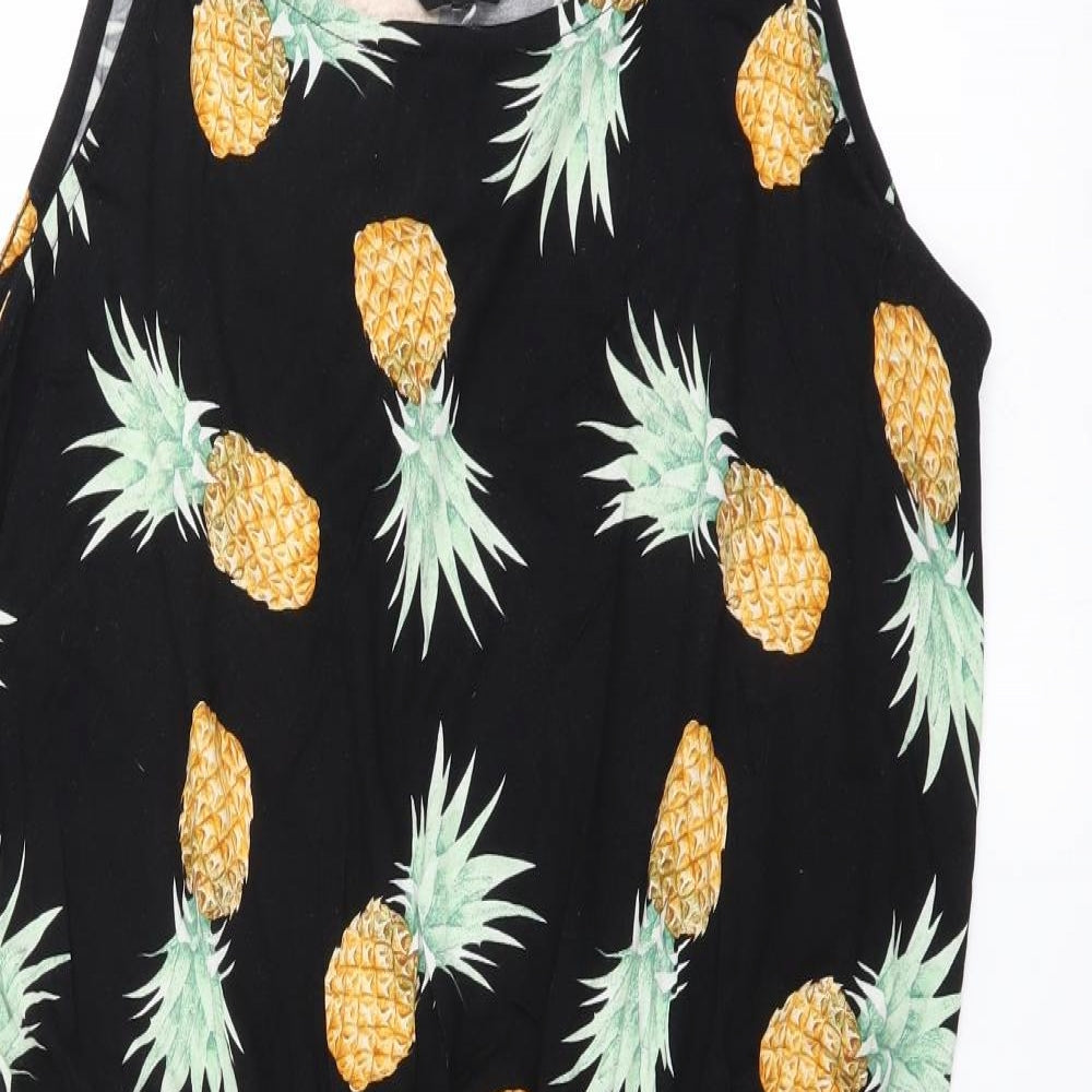 Peacocks Womens Black   Fit & Flare    - pinapple print