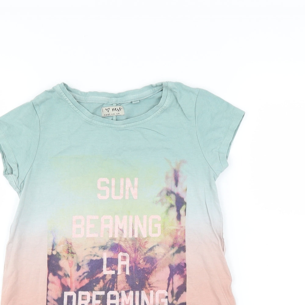 NEXT Girls Green   Basic T-Shirt Size 7 Years  - sun beaming la dreaming