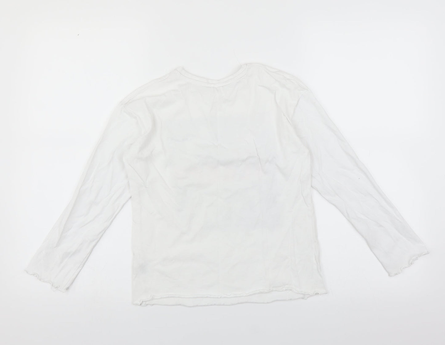 George Girls White   Basic T-Shirt Size 8-9 Years  - unicorn sleepy