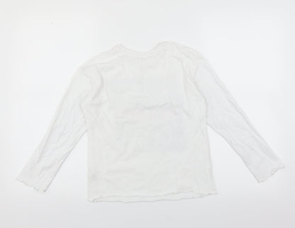 George Girls White   Basic T-Shirt Size 8-9 Years  - unicorn sleepy