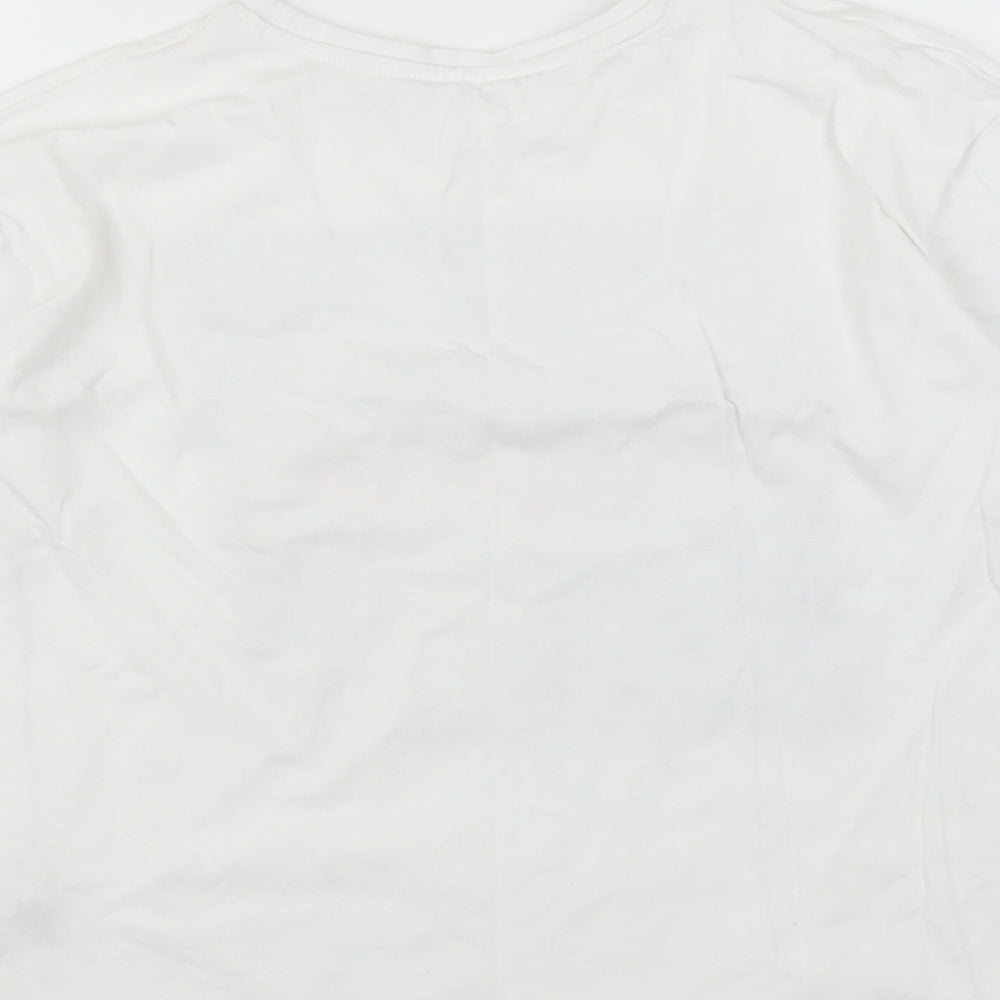 George Girls White   Basic T-Shirt Size 8-9 Years  - unicorn sleepy