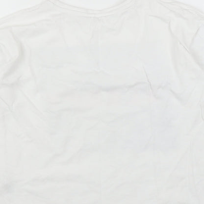 George Girls White   Basic T-Shirt Size 8-9 Years  - unicorn sleepy