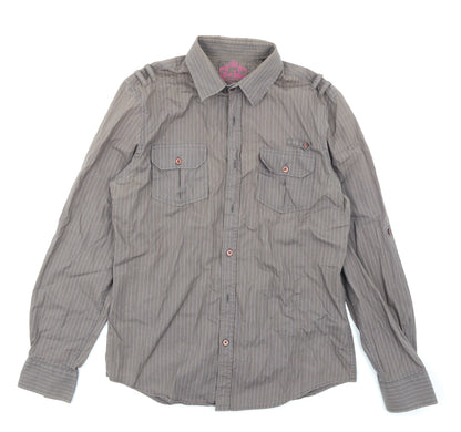River Island Mens Brown Striped   Button-Up Size M
