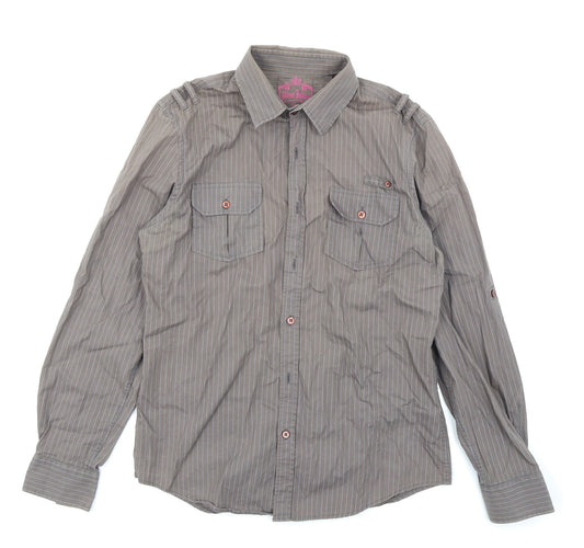 River Island Mens Brown Striped   Button-Up Size M