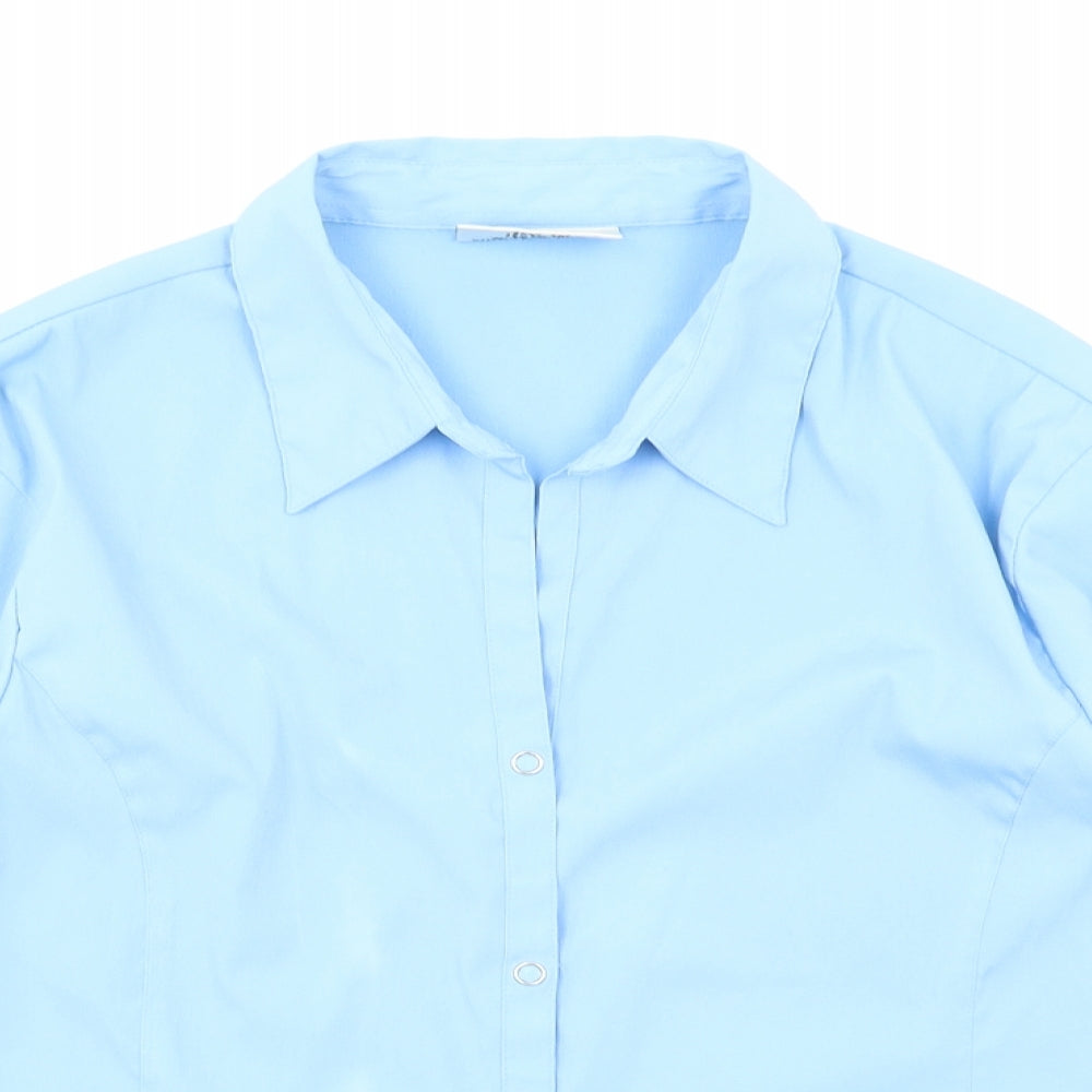 Womens UK Size 16 Sara Woman Blue Basic Button-Up