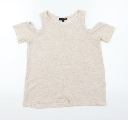 Womens UK Size 10 New Look Beige Basic T-Shirt