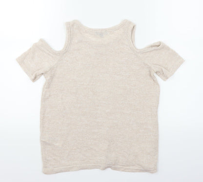 Womens UK Size 10 New Look Beige Basic T-Shirt