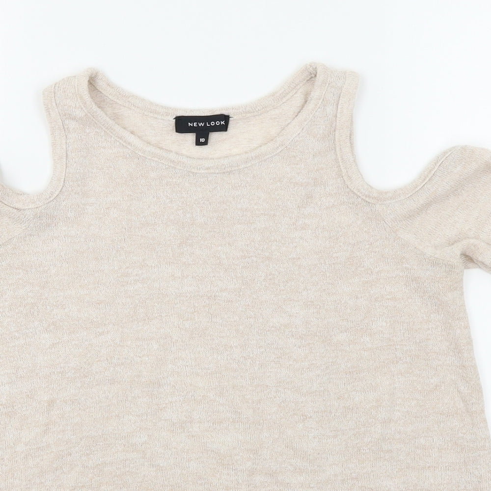 Womens UK Size 10 New Look Beige Basic T-Shirt
