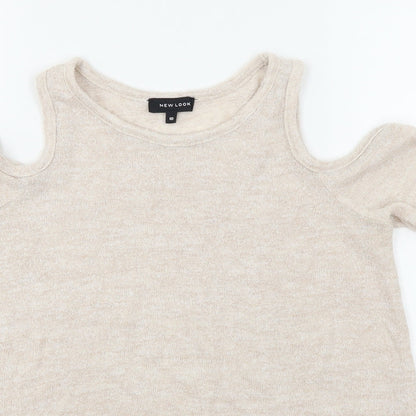 Womens UK Size 10 New Look Beige Basic T-Shirt