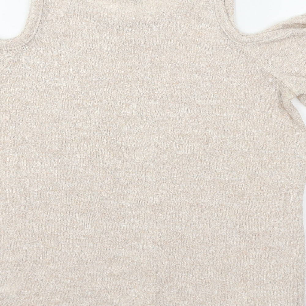 Womens UK Size 10 New Look Beige Basic T-Shirt