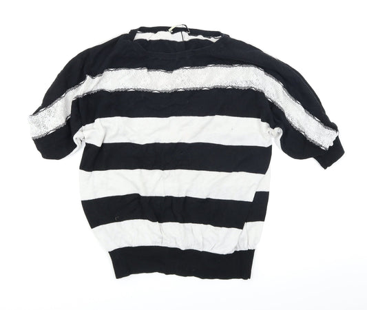 Oasis Womens Black Striped Knit Pullover Jumper Size S