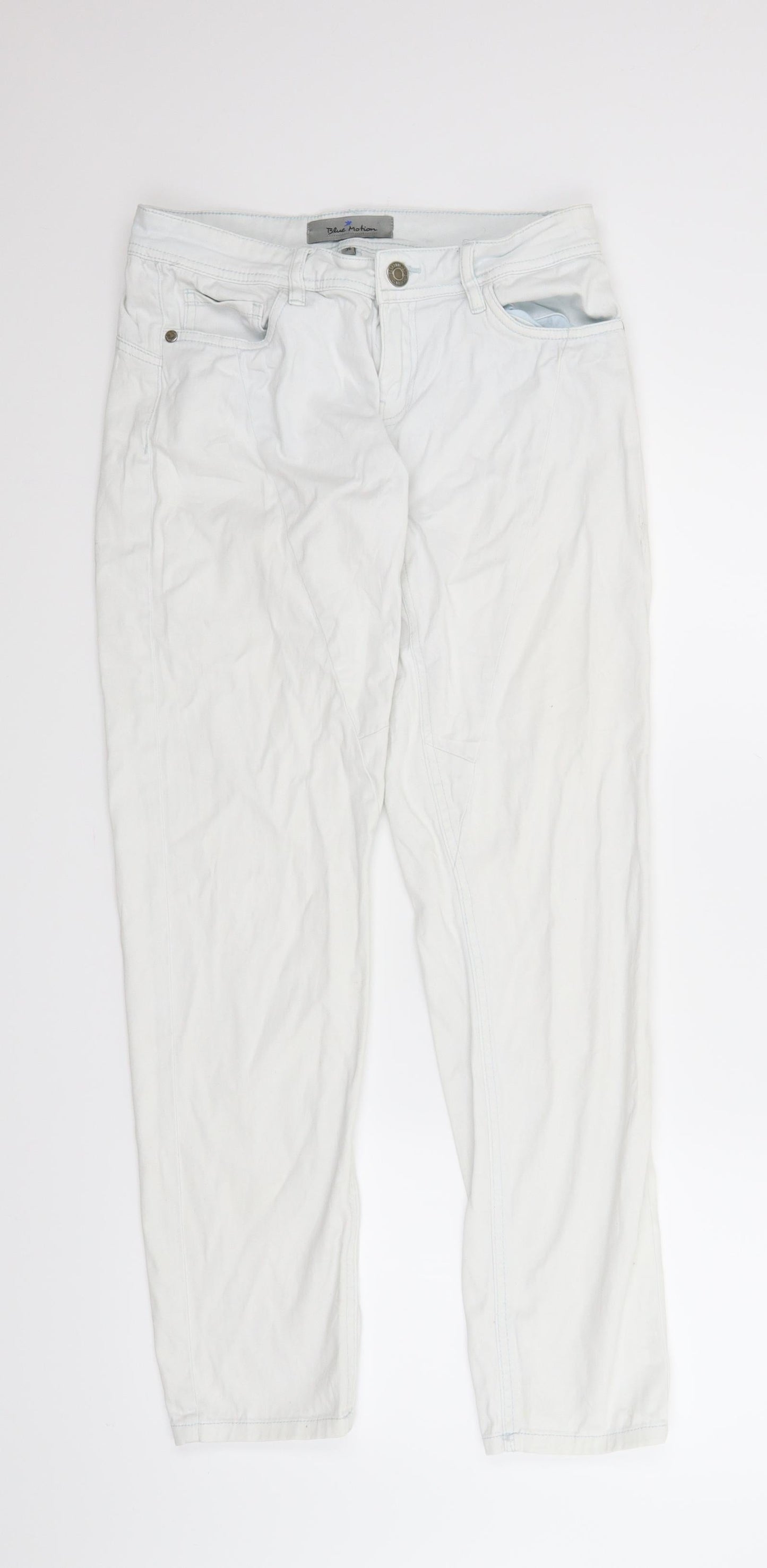 Womens UK Size 8 Blue Motion Regular Fit Straight White Jeans