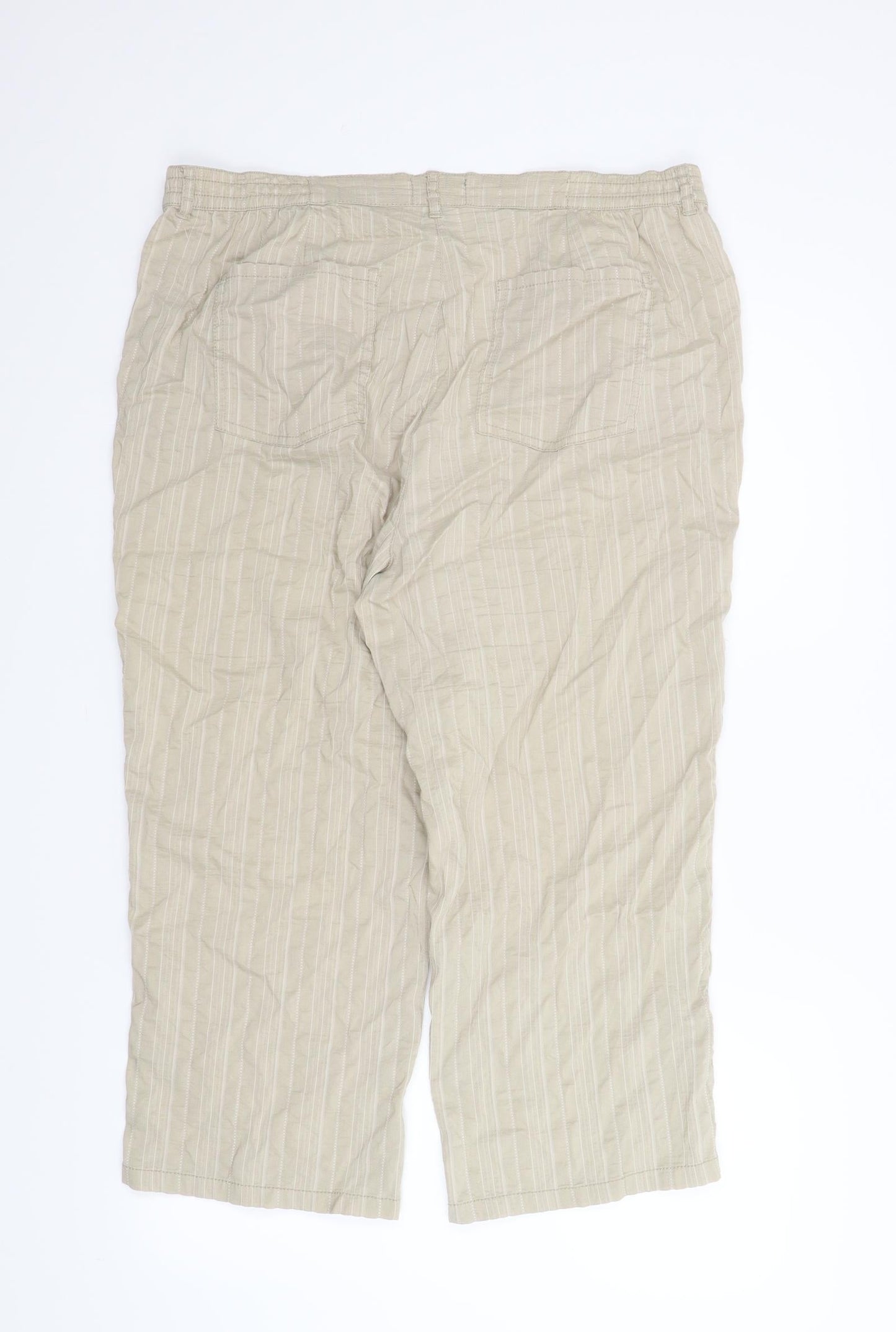 KingField Womens Beige Striped  Capri Trousers Size 20 L22 in