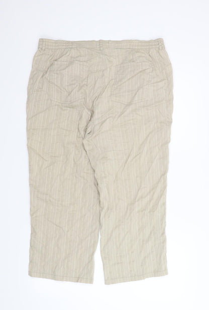 KingField Womens Beige Striped  Capri Trousers Size 20 L22 in