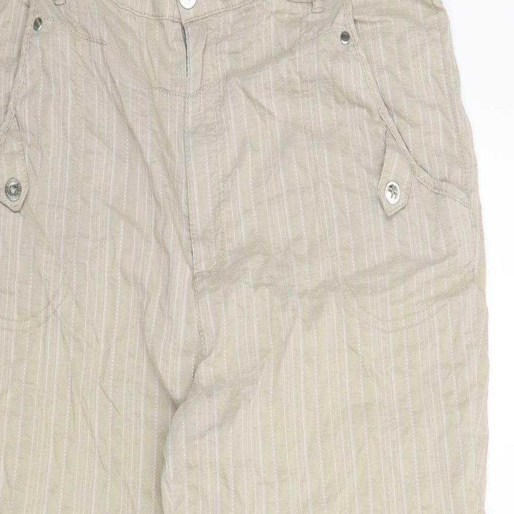 KingField Womens Beige Striped  Capri Trousers Size 20 L22 in