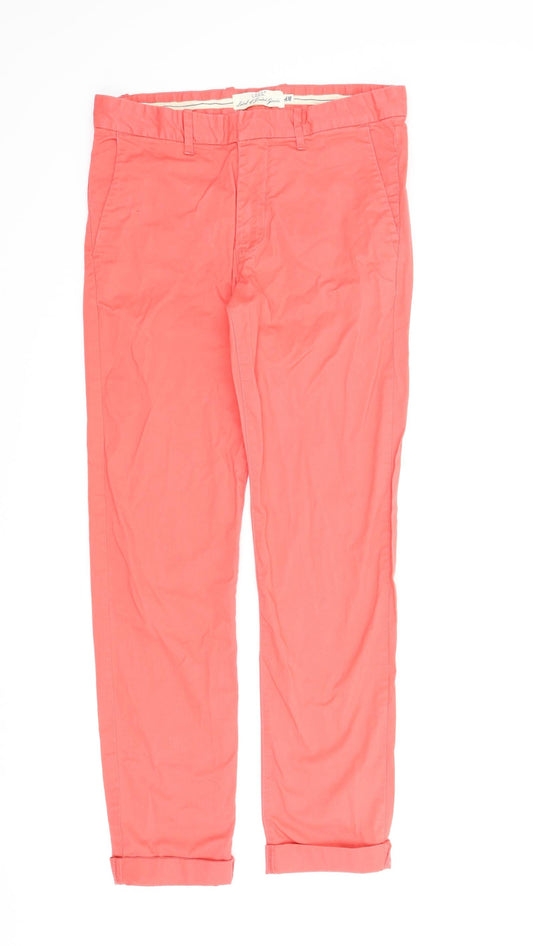 Womens UK Size S H&M Regular Fit Chino Red Trousers