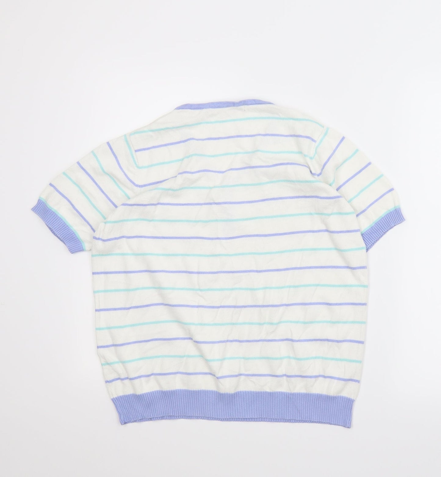 Isle Womens White Striped  Basic Blouse Size 14