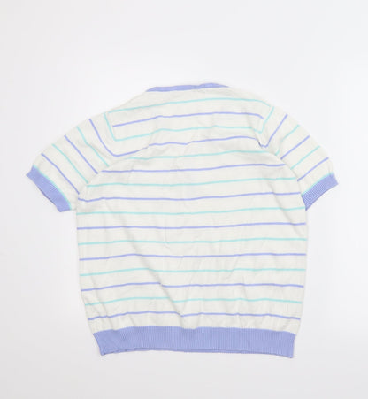 Isle Womens White Striped  Basic Blouse Size 14