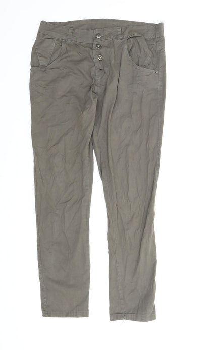 Womens UK Size M Preworn Regular Fit Pedal Pusher Green Trousers