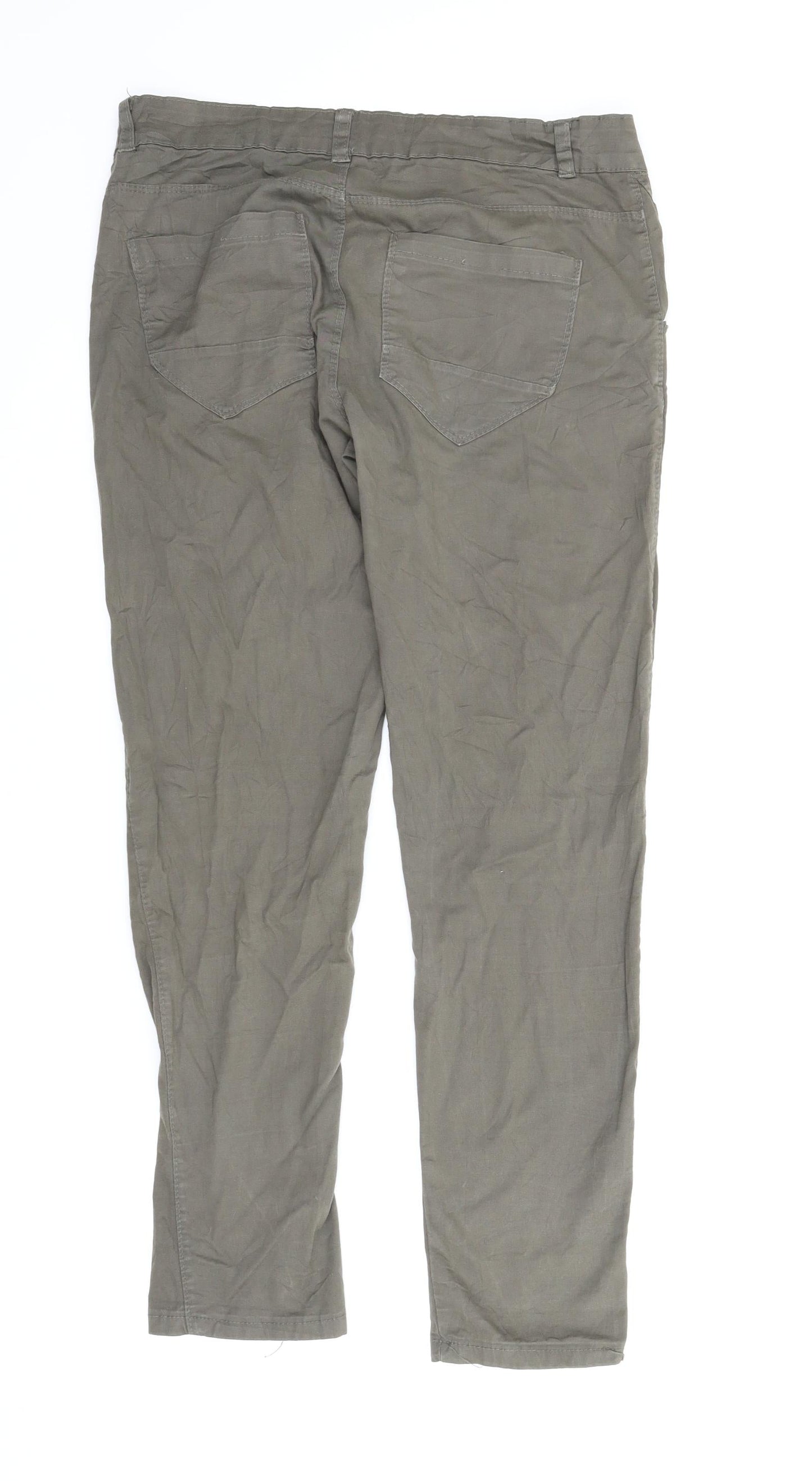 Womens UK Size M Preworn Regular Fit Pedal Pusher Green Trousers