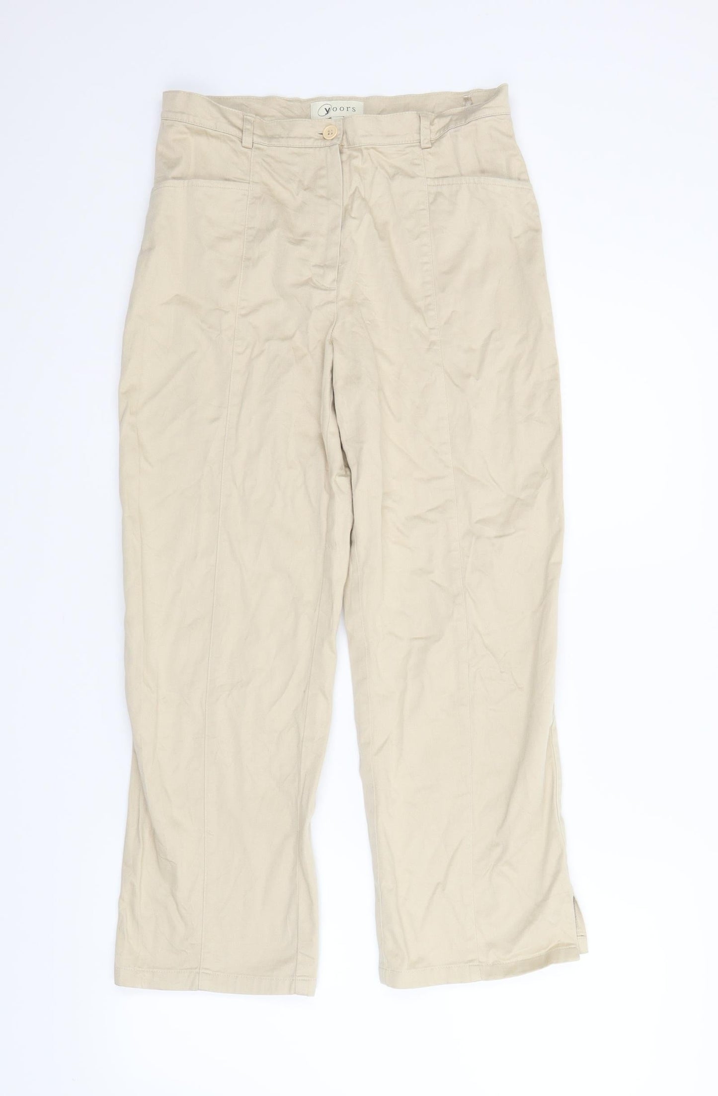 Yoors Womens Beige   Pedal Pusher Trousers Size 10 L23 in