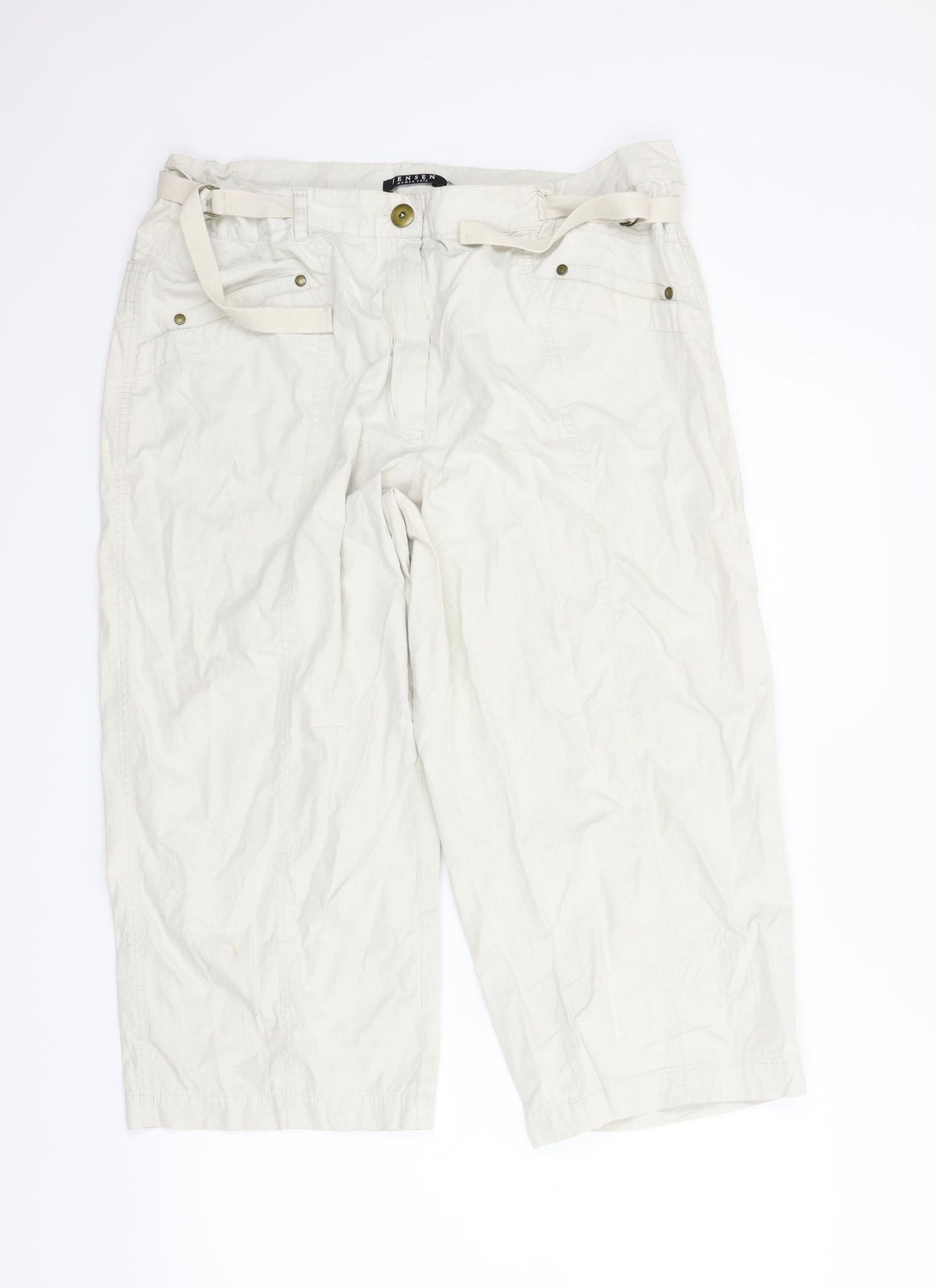Jensen Womens Beige   Capri Trousers Size L L24.5 in
