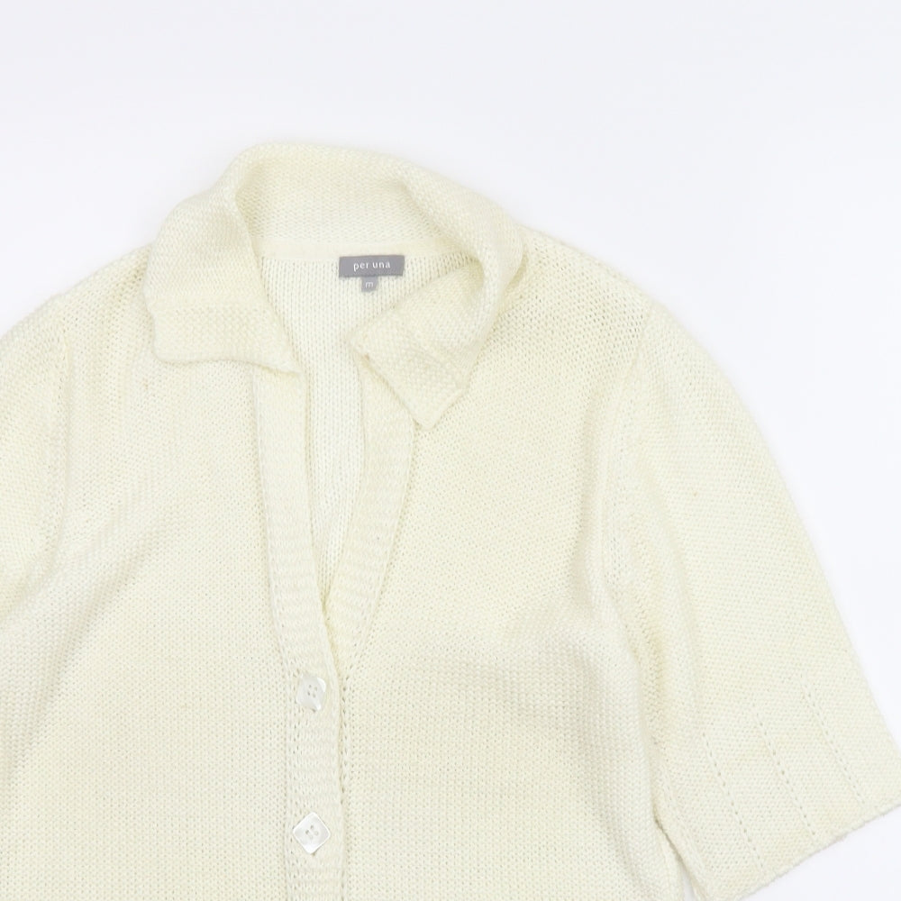 M&S Womens Ivory   Cardigan Jumper Size M