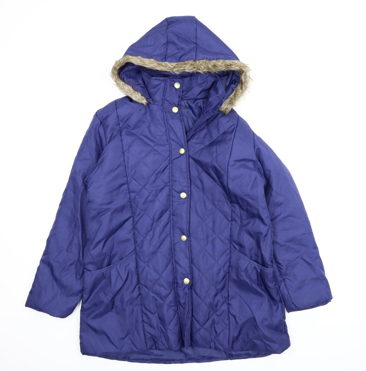 Womens UK Size M Anne De Lancay Blue Quilted Coat