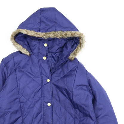 Womens UK Size M Anne De Lancay Blue Quilted Coat