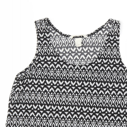 H&M Womens Black Geometric  Basic Tank Size S