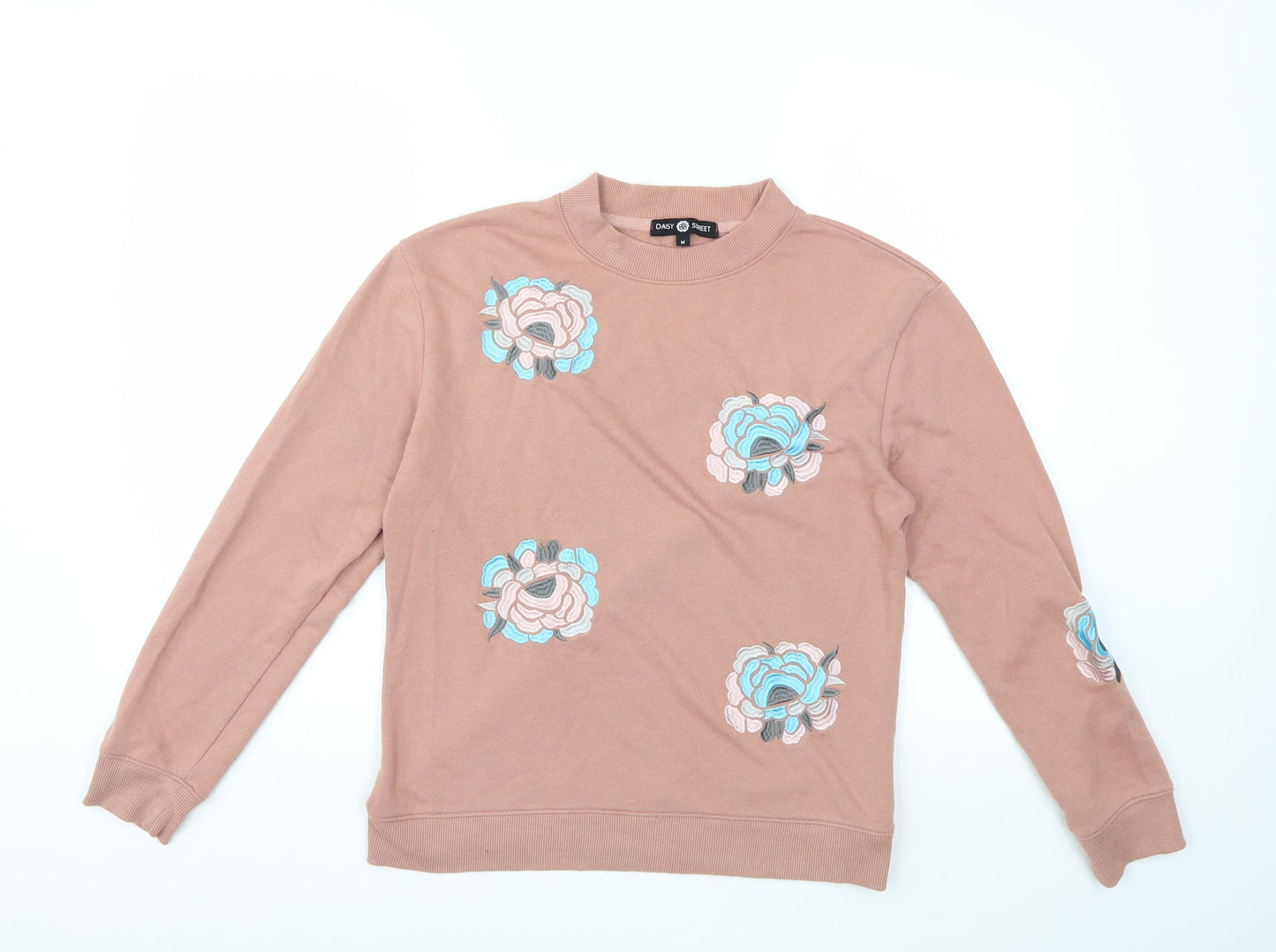 Daisy Street Womens Pink Floral  Pullover Sweatshirt Size M