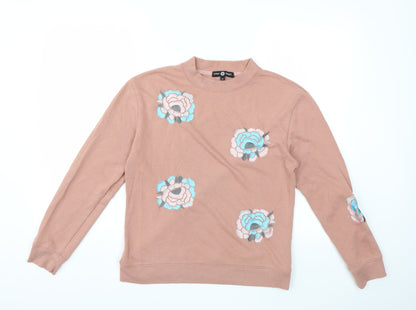 Daisy Street Womens Pink Floral  Pullover Sweatshirt Size M