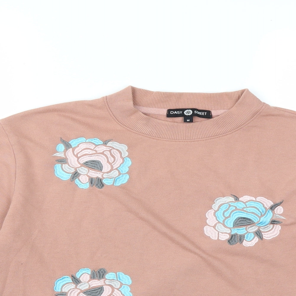 Daisy Street Womens Pink Floral  Pullover Sweatshirt Size M