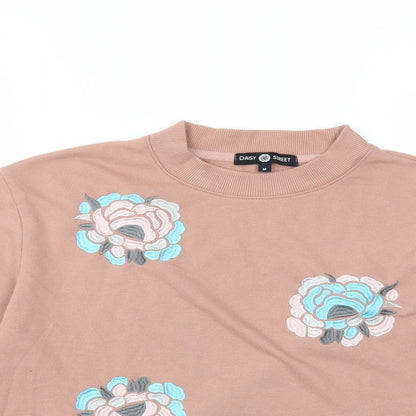 Daisy Street Womens Pink Floral  Pullover Sweatshirt Size M