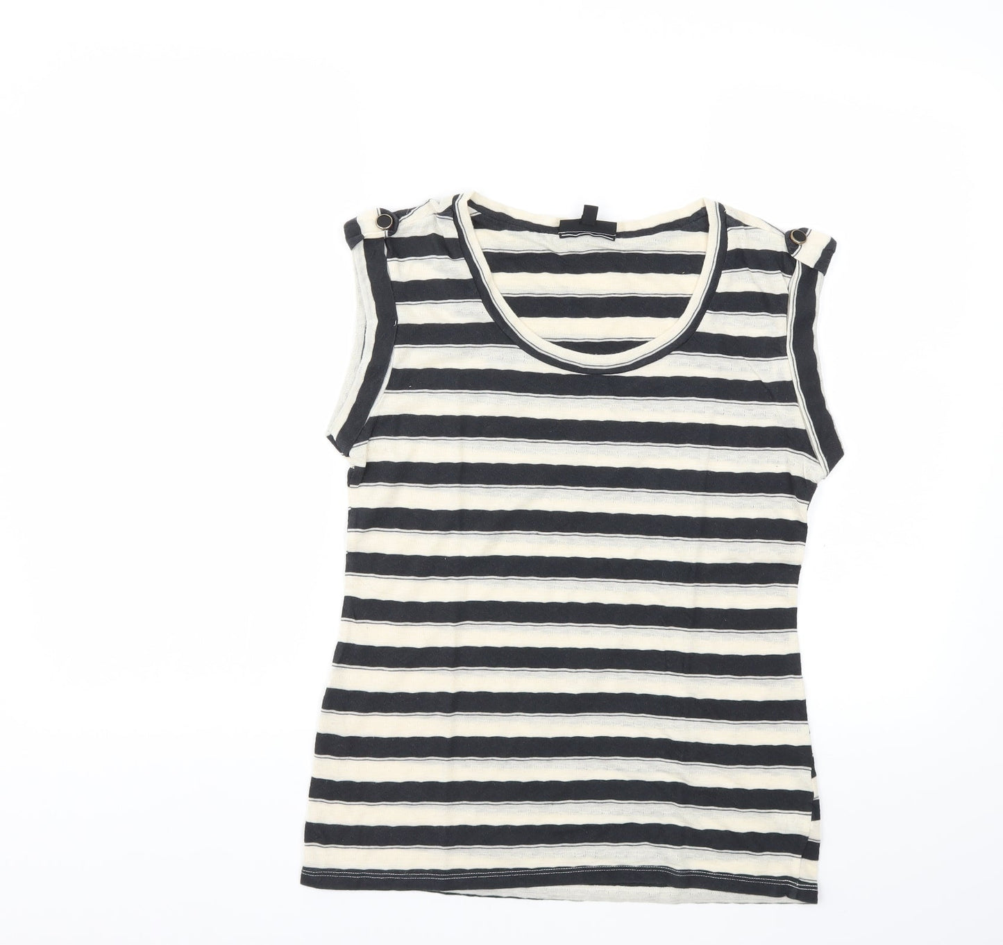 Womens UK Size 10 Warehouse Beige Basic T-Shirt