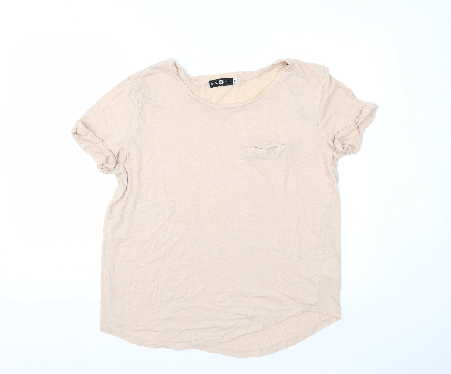 Womens UK Size M Daisy Street Beige Basic T-Shirt
