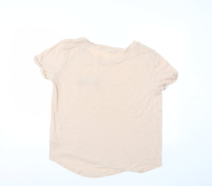 Womens UK Size M Daisy Street Beige Basic T-Shirt