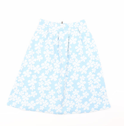 First and i Womens Blue Floral  A-Line Skirt Size S