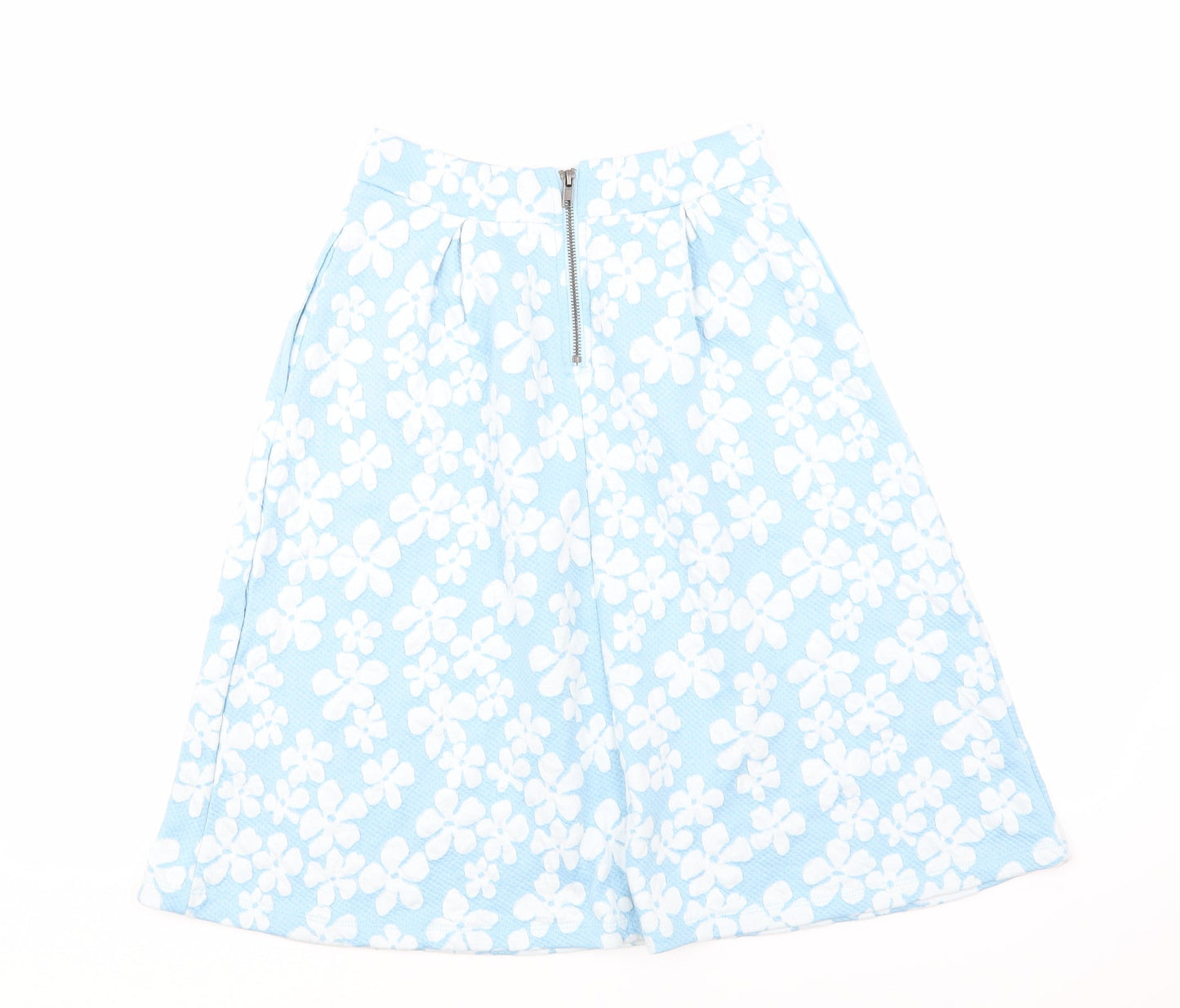 First and i Womens Blue Floral  A-Line Skirt Size S