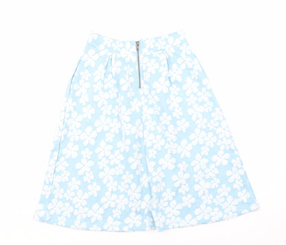 First and i Womens Blue Floral  A-Line Skirt Size S