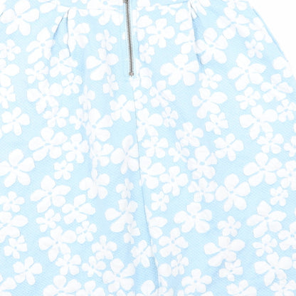 First and i Womens Blue Floral  A-Line Skirt Size S
