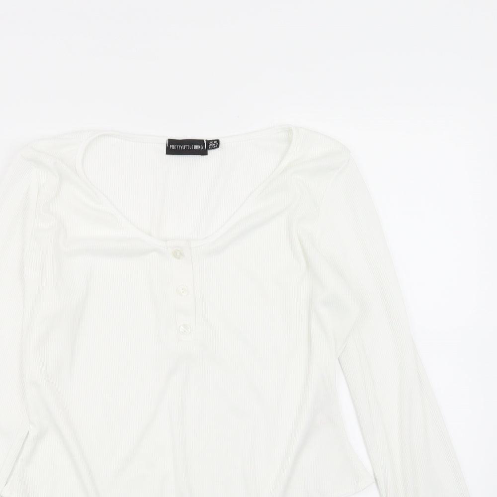 Womens UK Size 16 PRETTYLITTLETHING White Basic T-Shirt