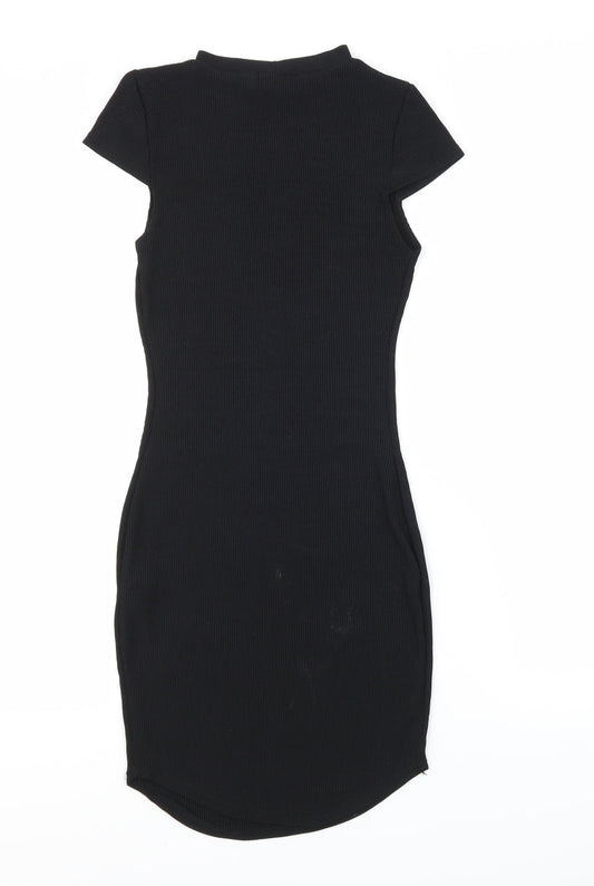 PRETTYLITTLETHING Womens Black  Knit Bodycon  Size 10